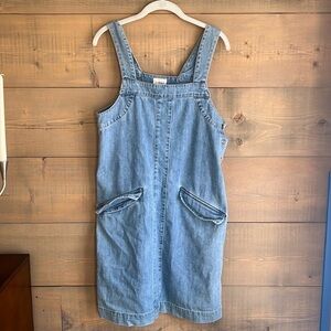 WRAP London blue jean two pocket overall style one piece dress in size 6